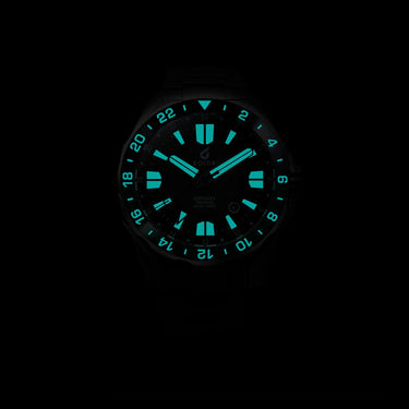 RELÓGIO BOLDR ODYSSEY FREEDIVER GMT SP1961 (COMBO COM 2 PULSEIRAS - PULSEIRA DE AÇO INOX + PULSEIRA DE BORRACHA AZUL MAR