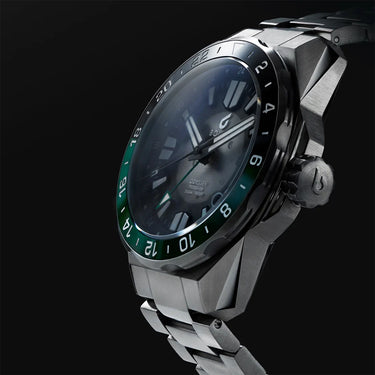 RELÓGIO BOLDR ODYSSEY FREEDIVER GMT SP1961 (COMBO COM 2 PULSEIRAS - PULSEIRA DE AÇO INOX + PULSEIRA DE BORRACHA AZUL MAR
